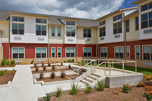 Courtyard and outdoor therapy walking area of North Houston Transitional Care