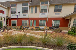 Courtyard and outdoor walking area of North Houston Transitional Care